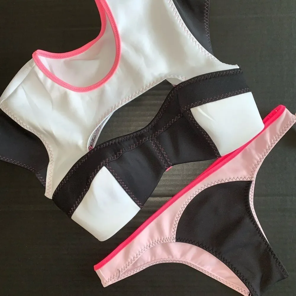 VS XS/S TANK BIKINI NEORENE PINK BLACK WHITE